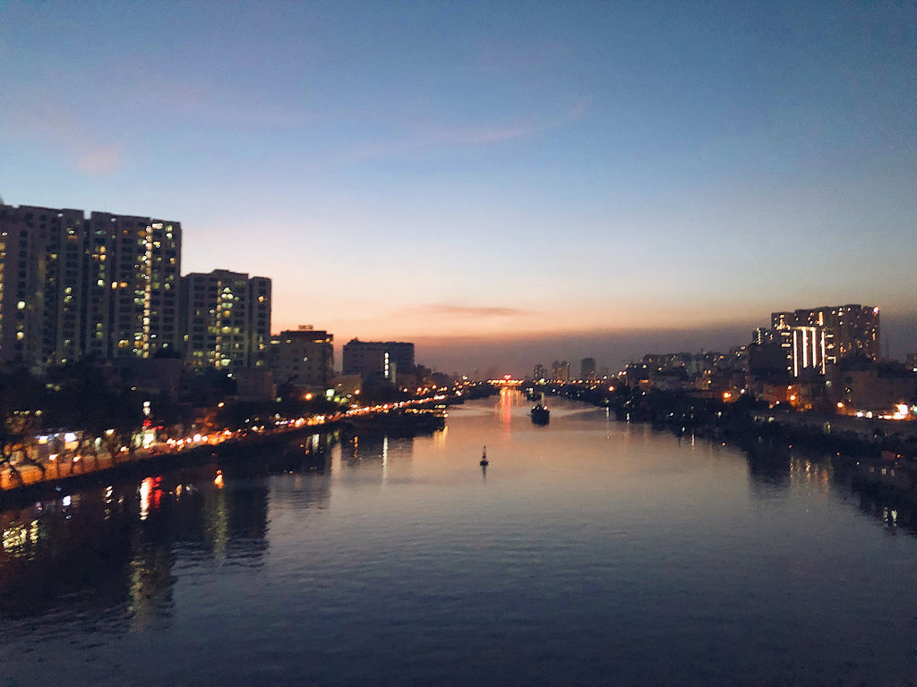 Sunset along Saigon River, Ho Chi Minh City, Vietnam.